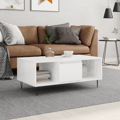 Couchtisch Hochglanz-Weiß 90x50x36,5 cm Holzwerkstoff - Pazzar.ch