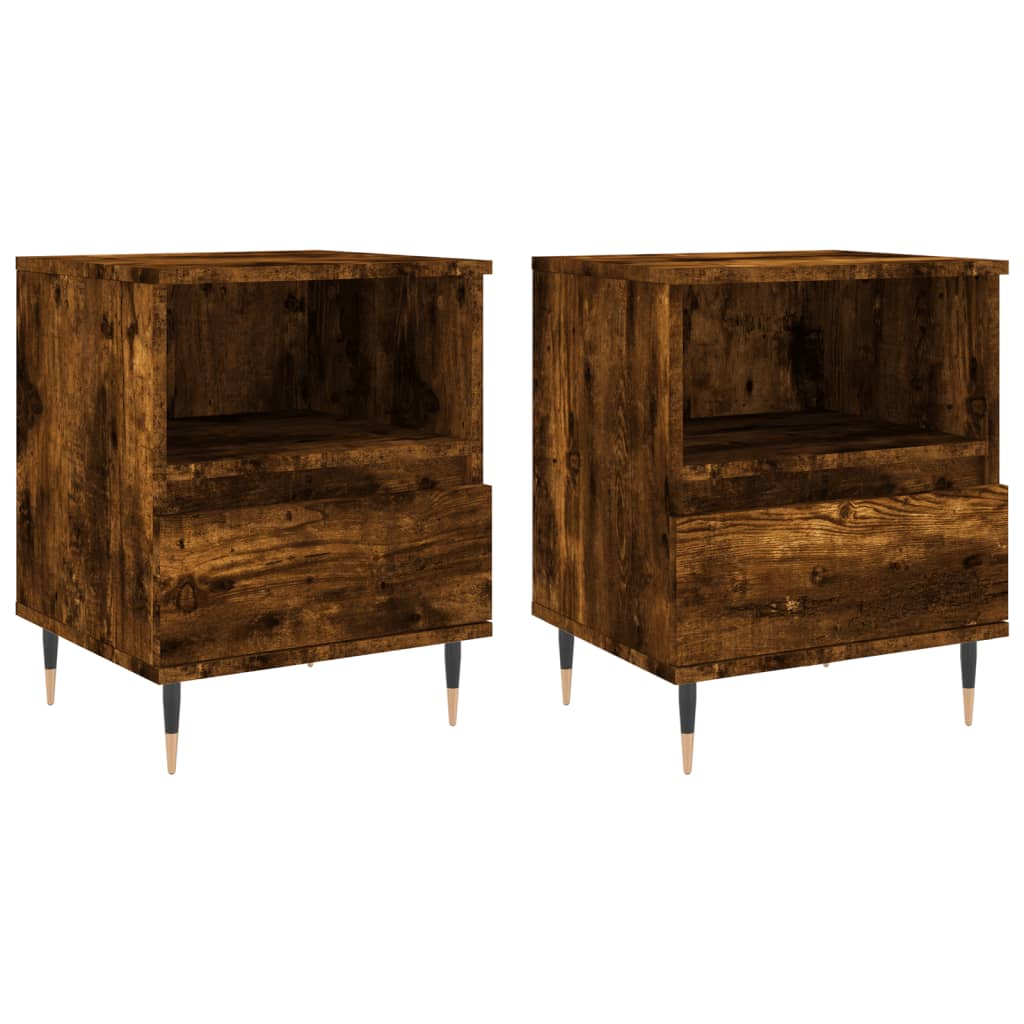 Nachttische 2 Stk. Räuchereiche 40x35x50 cm Holzwerkstoff - Pazzar.ch