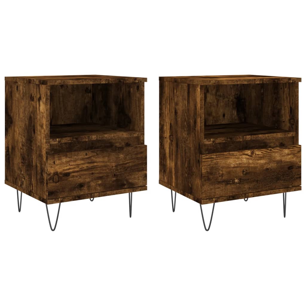 Nachttische 2 Stk. Räuchereiche 40x35x50 cm Holzwerkstoff - Pazzar.ch