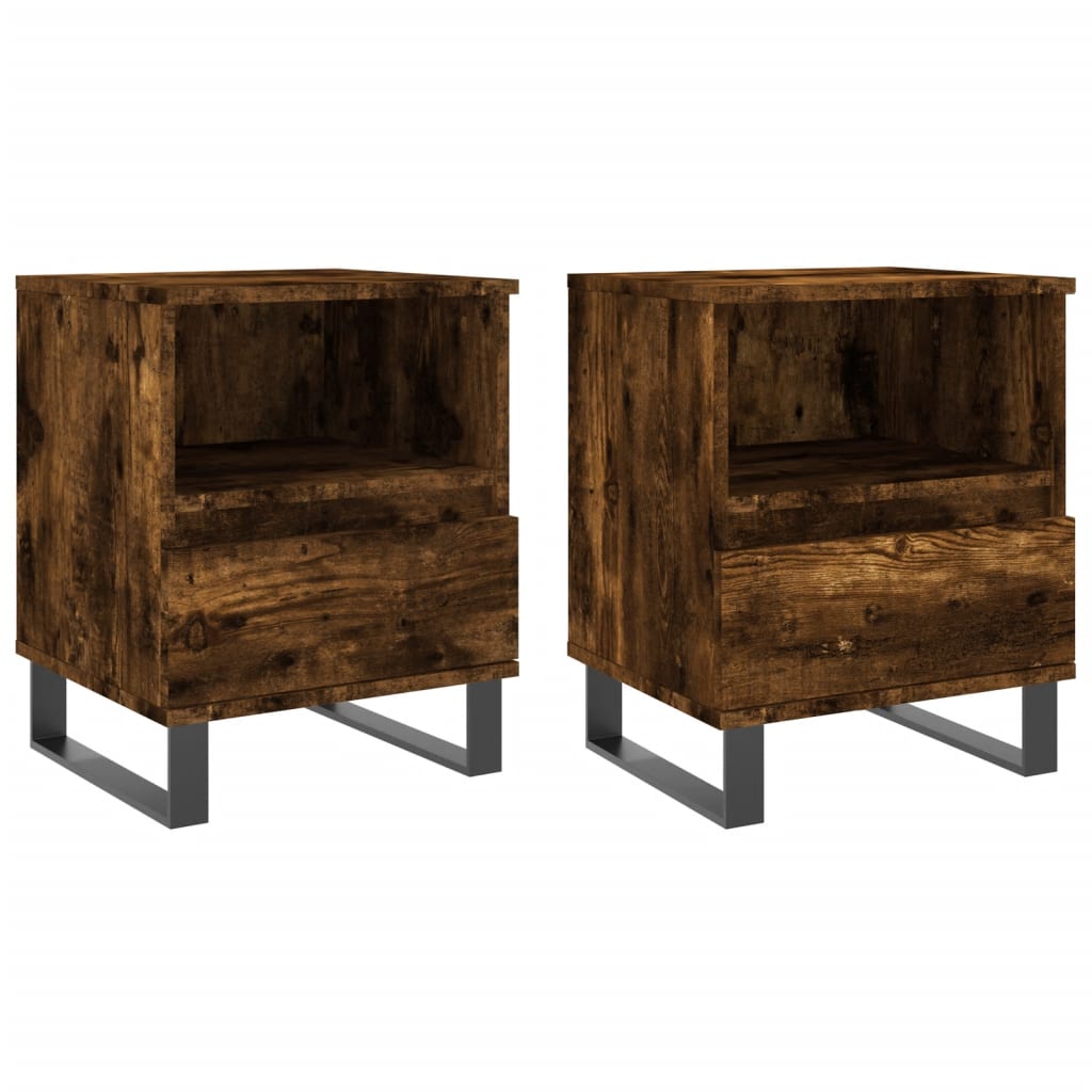 Nachttische 2 Stk. Räuchereiche 40x35x50 cm Holzwerkstoff - Pazzar.ch
