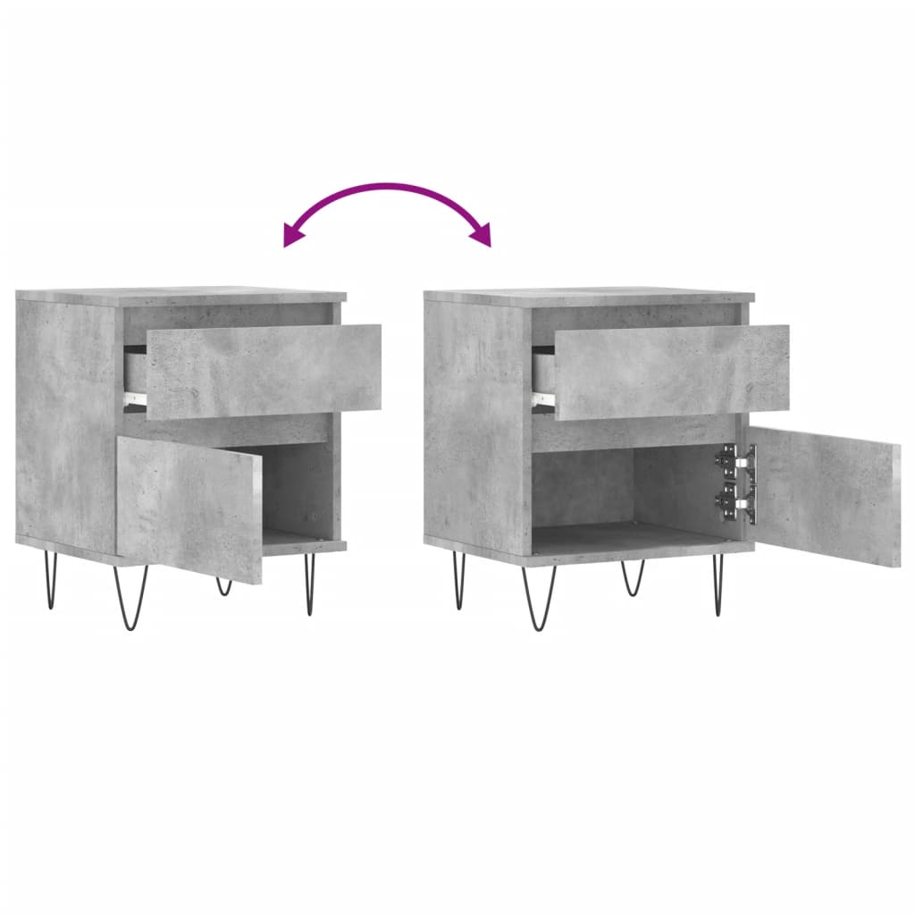 Nachttische 2 Stk. Betongrau 40x35x50 cm Holzwerkstoff - Pazzar.ch