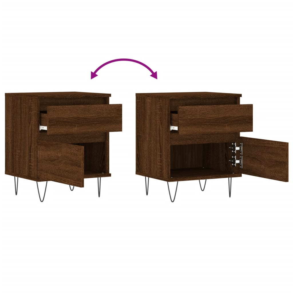Nachttische 2 Stk. Braun Eichen-Optik 40x35x50 cm Holzwerkstoff - Pazzar.ch