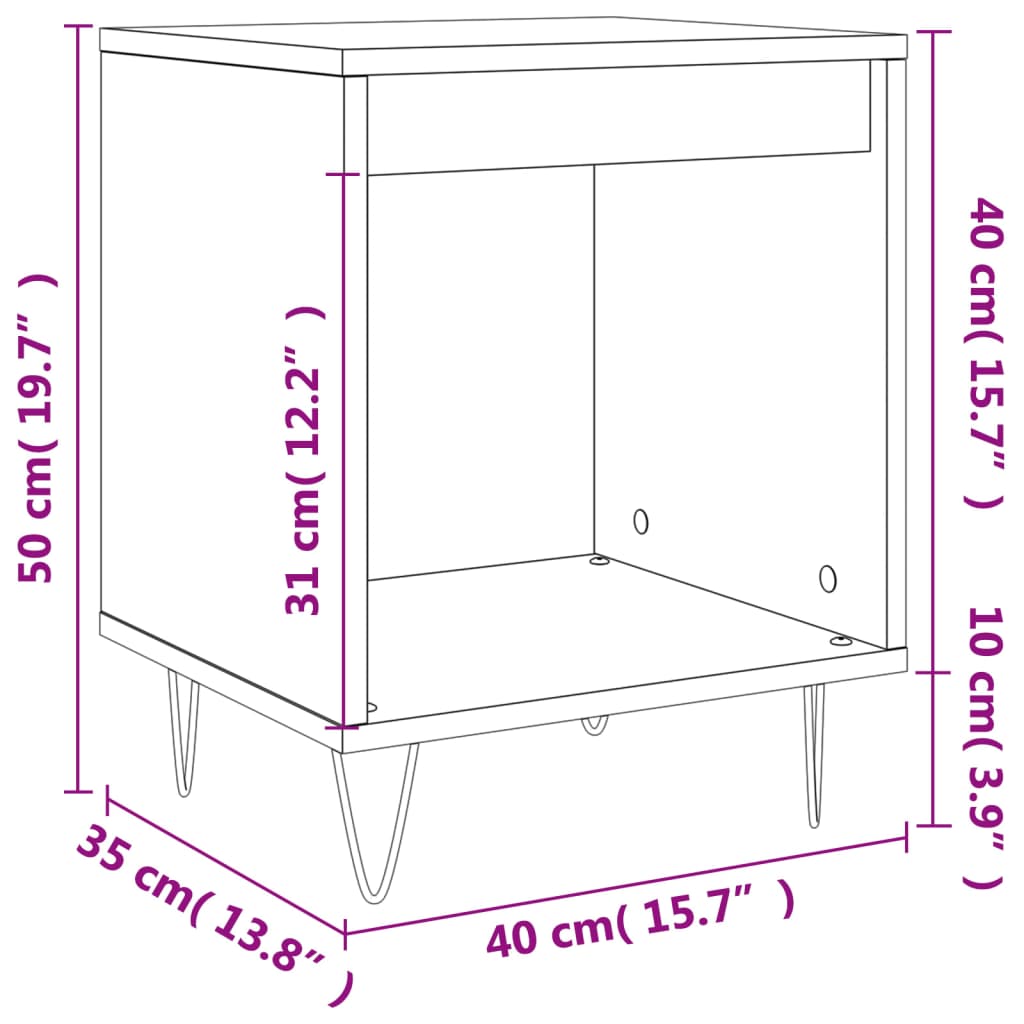 Nachttisch Braun Eichen-Optik 40x35x50 cm Holzwerkstoff - Pazzar.ch