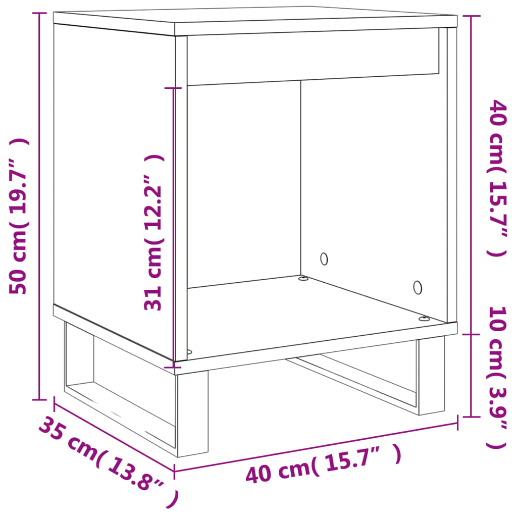 Nachttische 2 Stk. Braun Eichen-Optik 40x35x50 cm Holzwerkstoff - Pazzar.ch