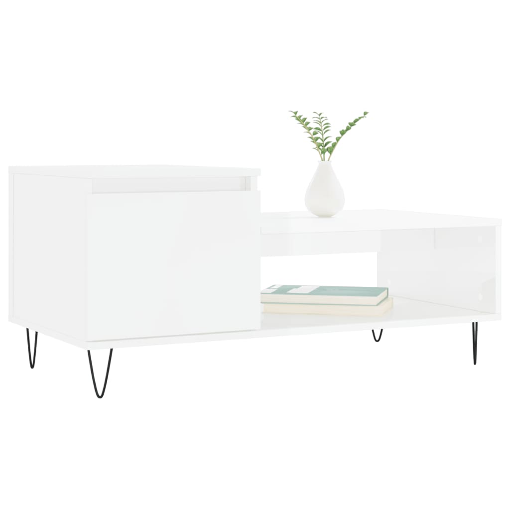 Couchtisch Hochglanz-Weiß 100x50x45 cm Holzwerkstoff - Pazzar.ch