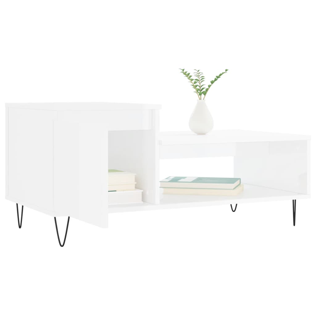 Couchtisch Hochglanz-Weiß 100x50x45 cm Holzwerkstoff - Pazzar.ch