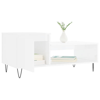 Couchtisch Hochglanz-Weiß 100x50x45 cm Holzwerkstoff - Pazzar.ch
