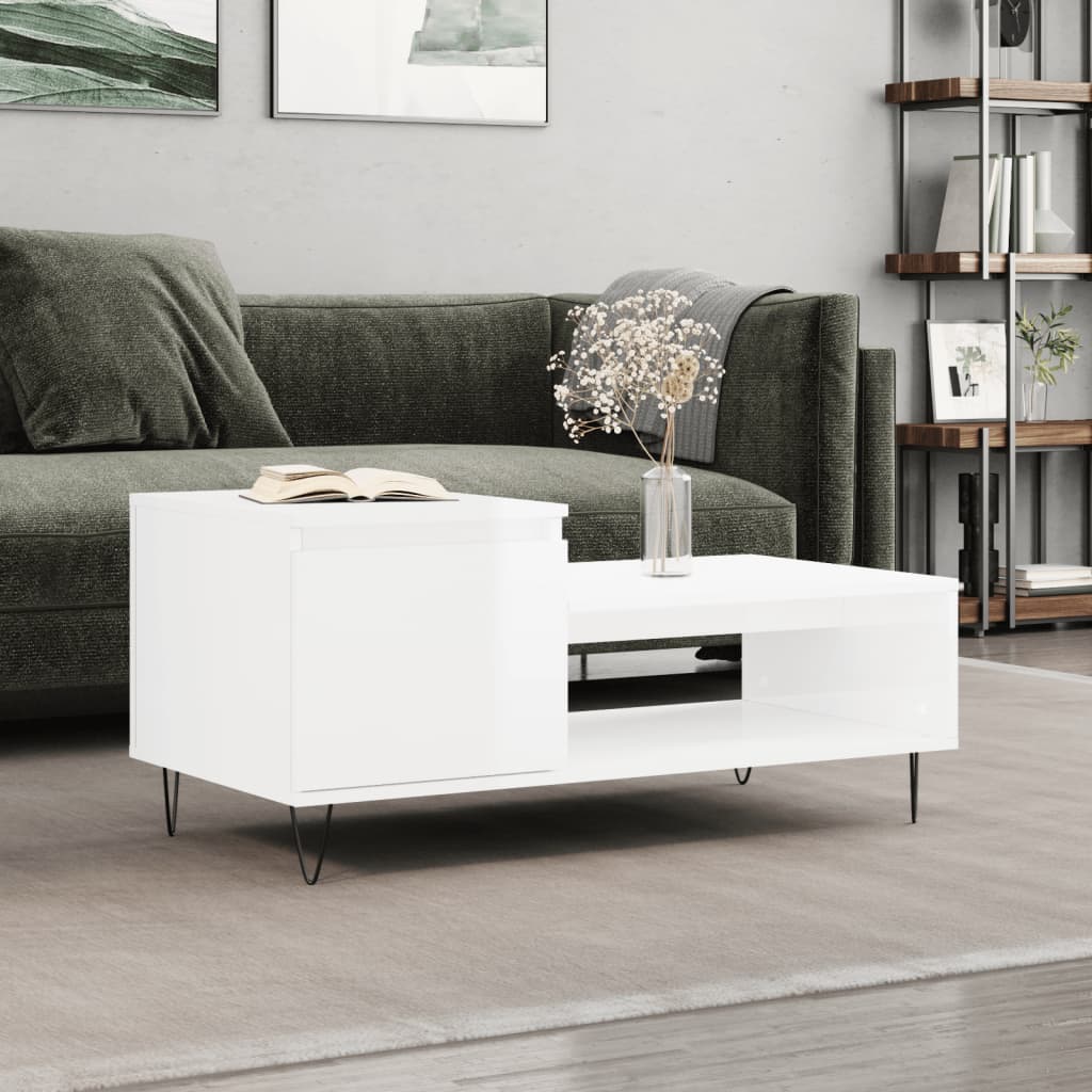 Couchtisch Hochglanz-Weiß 100x50x45 cm Holzwerkstoff - Pazzar.ch