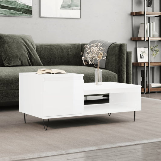 Couchtisch Hochglanz-Weiß 100x50x45 cm Holzwerkstoff - Pazzar.ch
