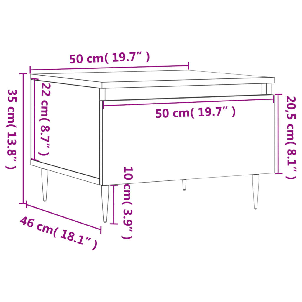 Couchtisch Braun Eichen-Optik 50x46x35 cm Holzwerkstoff - Pazzar.ch
