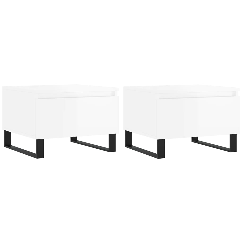 Couchtische 2 Stk. Hochglanz-Weiß 50x46x35 cm Holzwerkstoff - Pazzar.ch