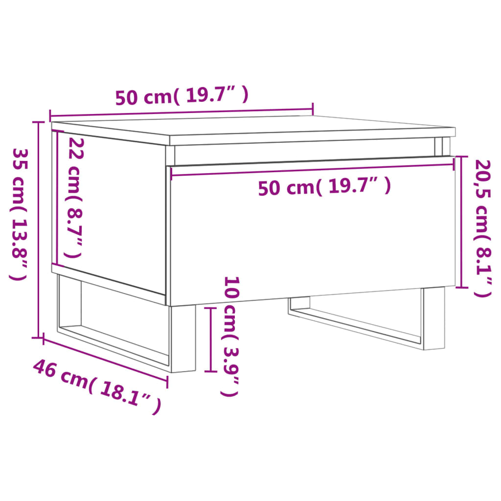 Couchtisch Braun Eichen-Optik 50x46x35 cm Holzwerkstoff - Pazzar.ch
