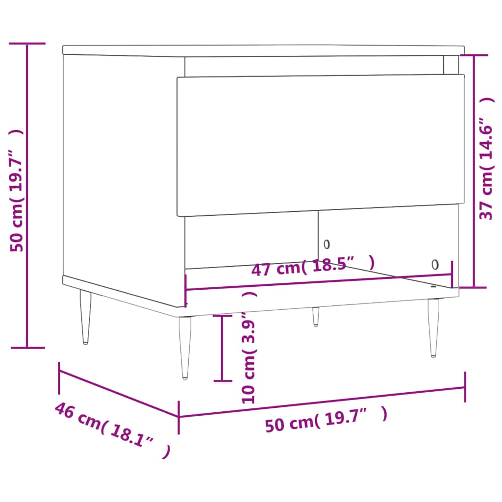 Couchtisch Grau Sonoma 50x46x50 cm Holzwerkstoff - Pazzar.ch
