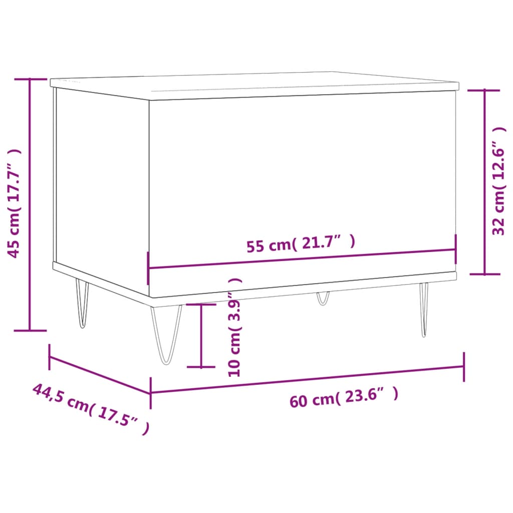 Couchtisch Braun Eichen-Optik 60x44,5x45 cm Holzwerkstoff - Pazzar.ch