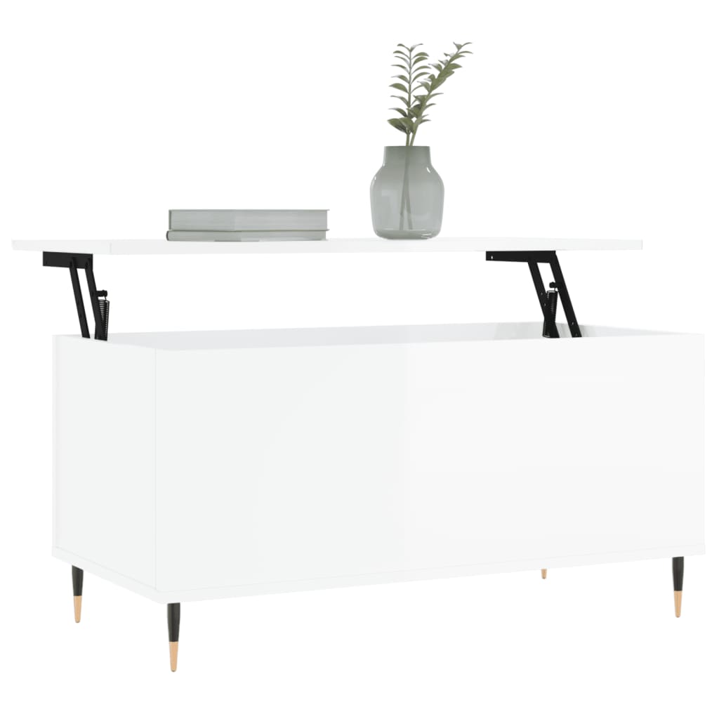 Couchtisch Hochglanz-Weiß 90x44,5x45 cm Holzwerkstoff - Pazzar.ch
