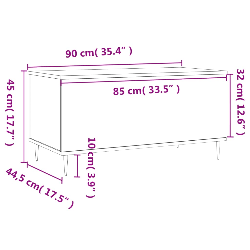 Couchtisch Hochglanz-Weiß 90x44,5x45 cm Holzwerkstoff - Pazzar.ch