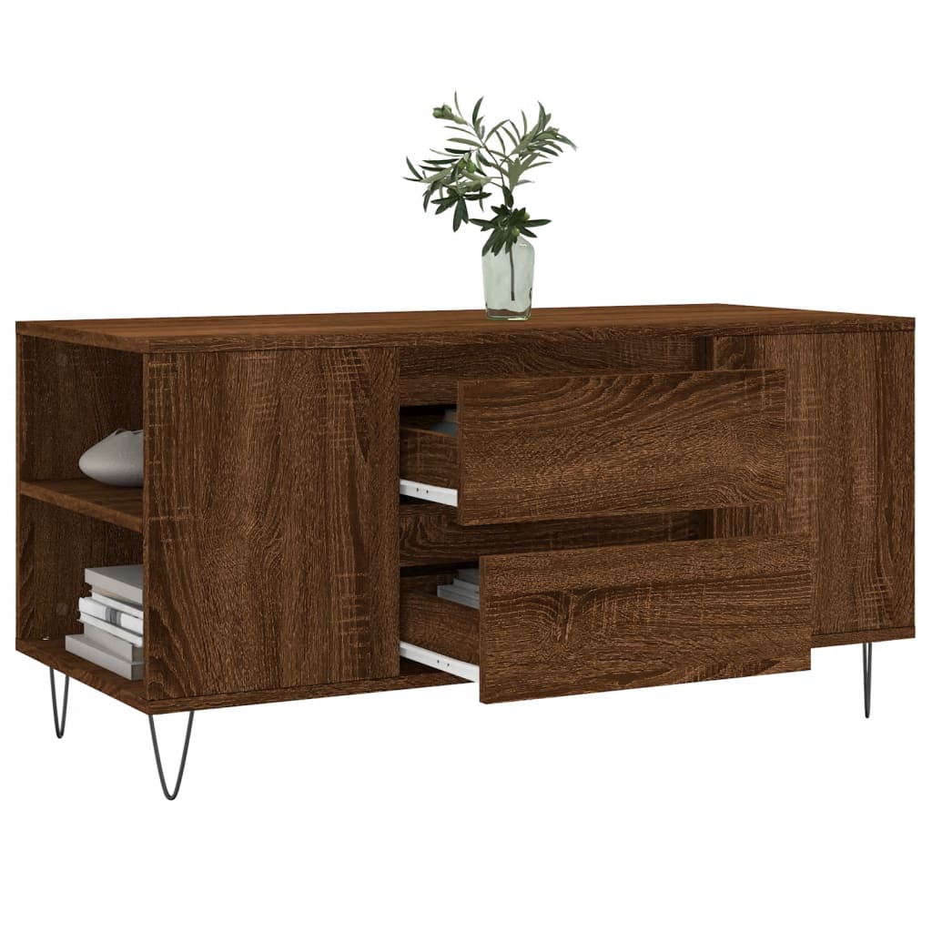 Couchtisch Braun Eichen-Optik 102x44,5x50 cm Holzwerkstoff - Pazzar.ch