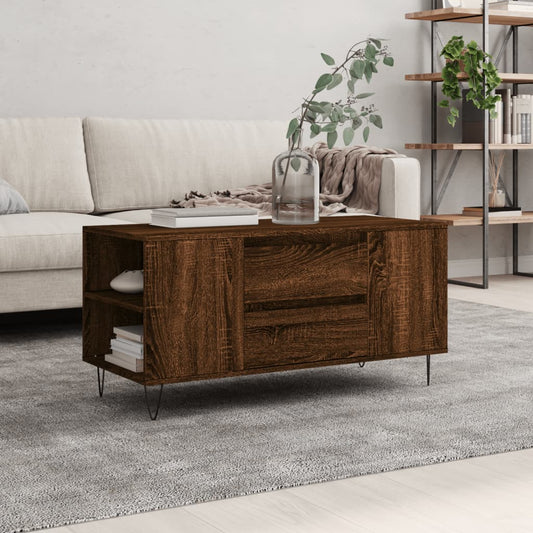 Couchtisch Braun Eichen-Optik 102x44,5x50 cm Holzwerkstoff - Pazzar.ch