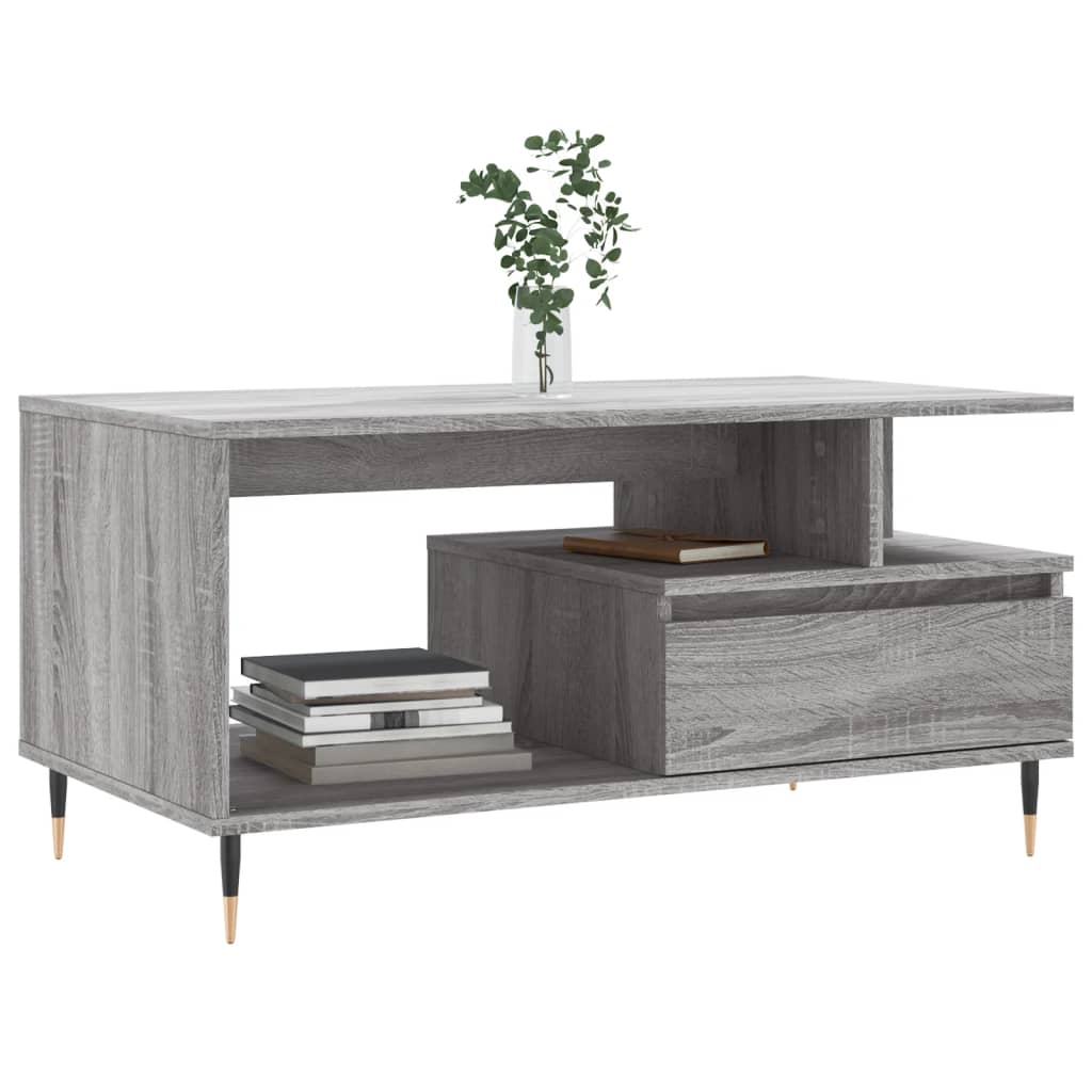 Couchtisch Grau Sonoma 90x49x45 cm Holzwerkstoff - Pazzar.ch