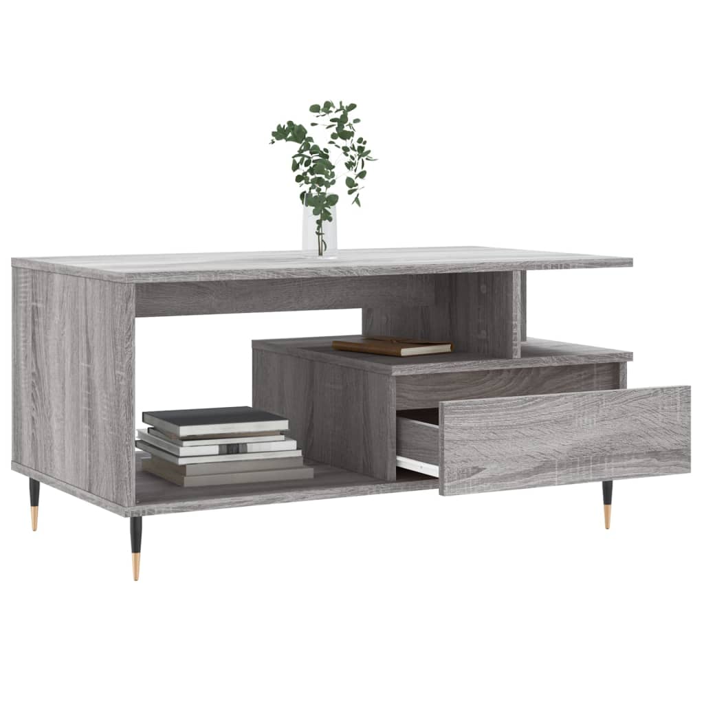 Couchtisch Grau Sonoma 90x49x45 cm Holzwerkstoff - Pazzar.ch