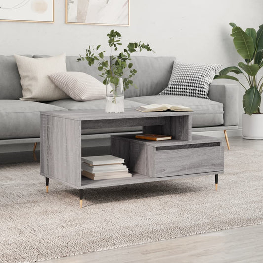 Couchtisch Grau Sonoma 90x49x45 cm Holzwerkstoff - Pazzar.ch