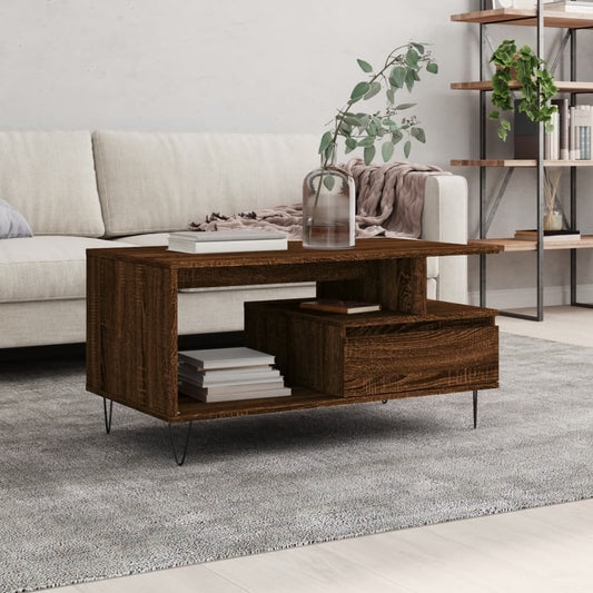Couchtisch Braun Eichen-Optik 90x49x45 cm Holzwerkstoff - Pazzar.ch