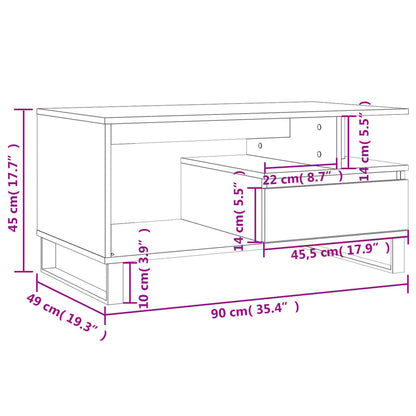 Couchtisch Räuchereiche 90x49x45 cm Holzwerkstoff - Pazzar.ch