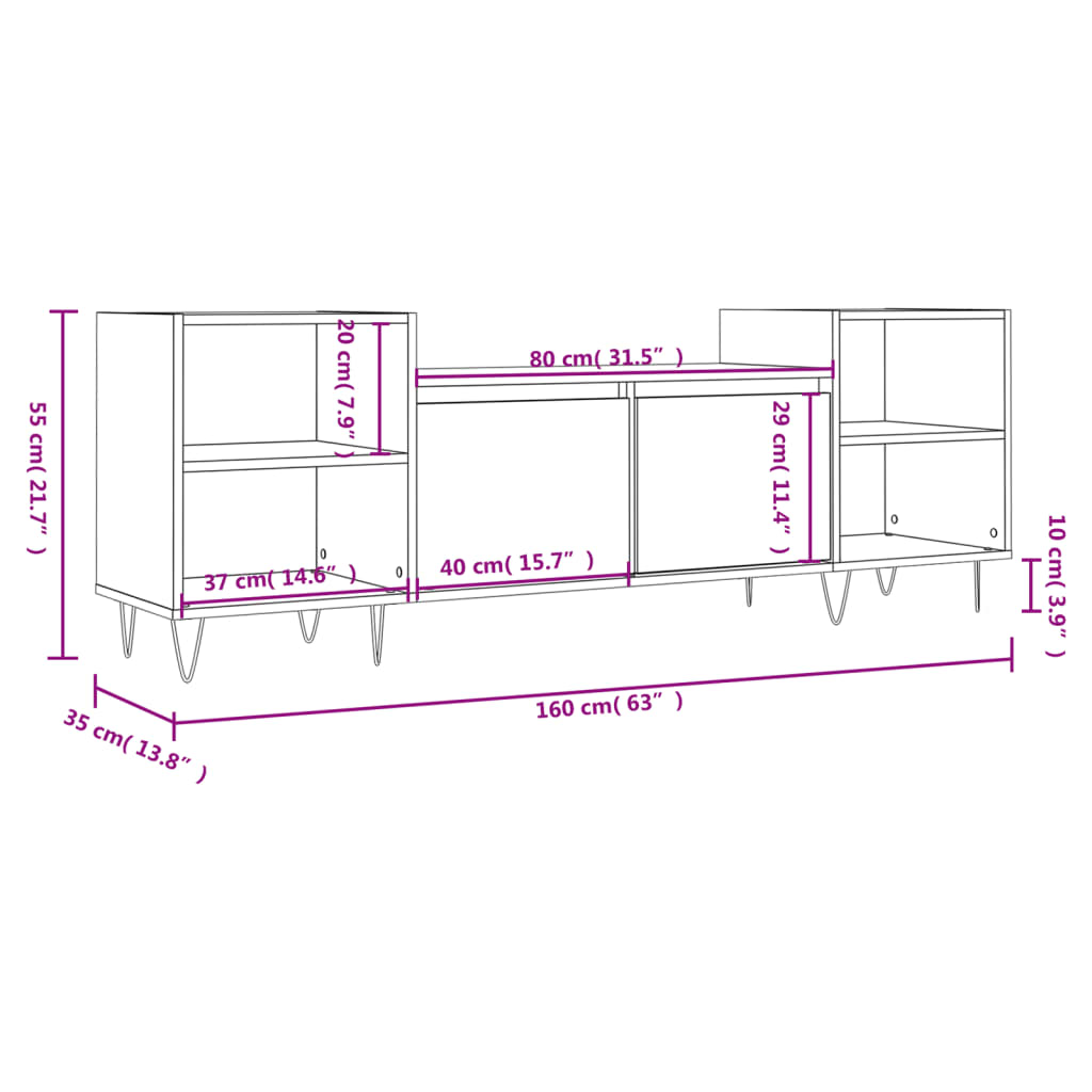 TV-Schrank Hochglanz-Weiß 160x35x55 cm Holzwerkstoff - Pazzar.ch