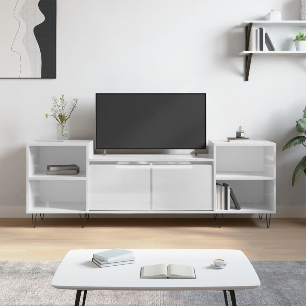 TV-Schrank Hochglanz-Weiß 160x35x55 cm Holzwerkstoff - Pazzar.ch