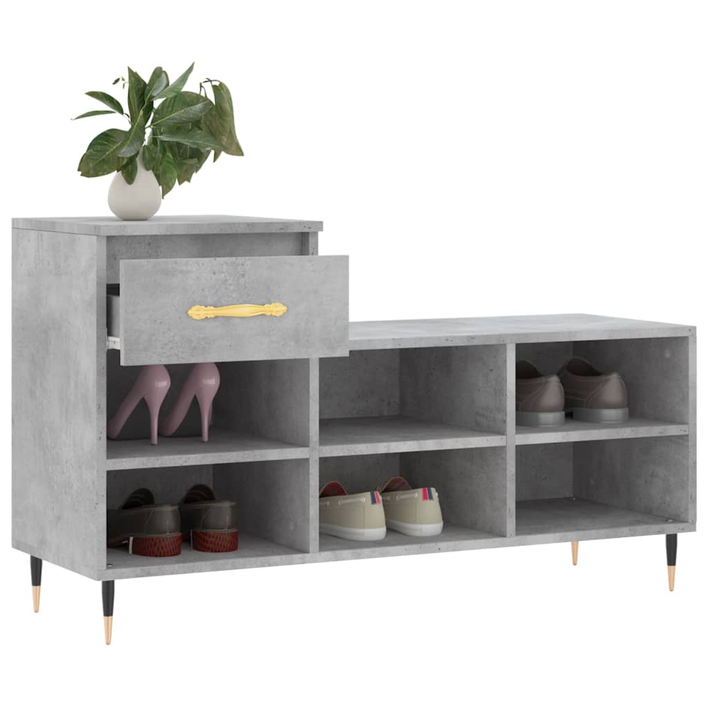 Schuhregal Betongrau 102x36x60 cm Holzwerkstoff - Pazzar.ch