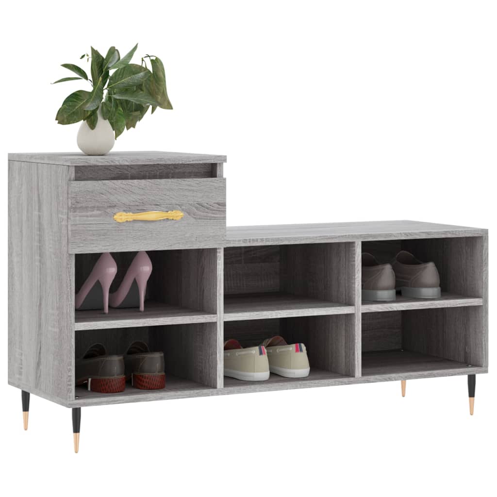 Schuhregal Grau Sonoma 102x36x60 cm Holzwerkstoff - Pazzar.ch
