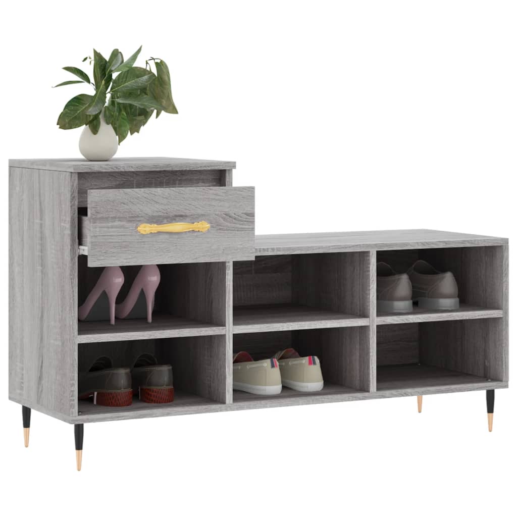 Schuhregal Grau Sonoma 102x36x60 cm Holzwerkstoff - Pazzar.ch