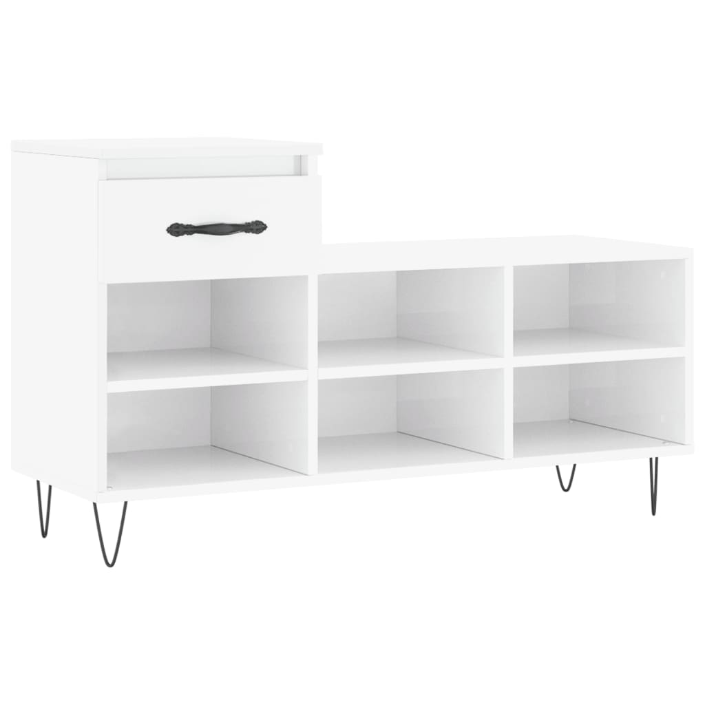 Schuhregal Hochglanz-Weiß 102x36x60 cm Holzwerkstoff - Pazzar.ch