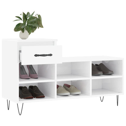 Schuhregal Hochglanz-Weiß 102x36x60 cm Holzwerkstoff - Pazzar.ch