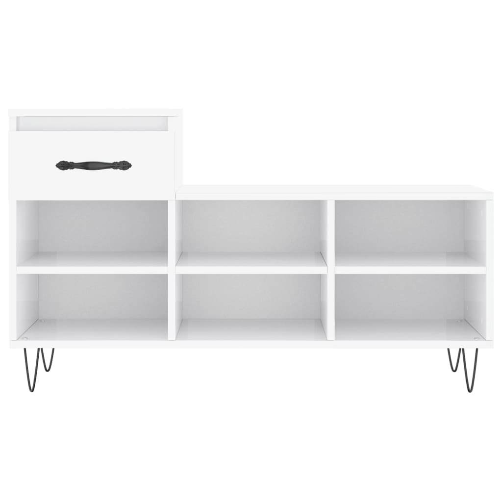 Schuhregal Hochglanz-Weiß 102x36x60 cm Holzwerkstoff - Pazzar.ch