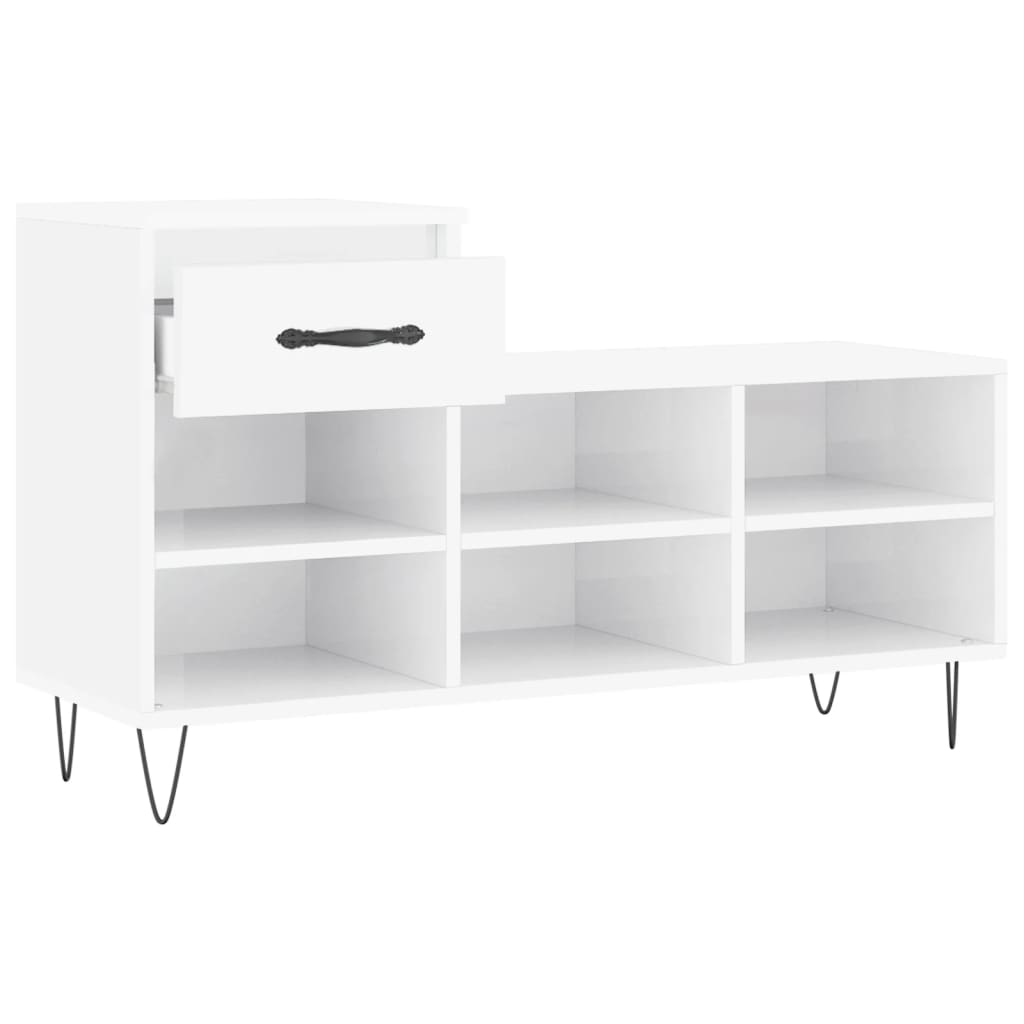 Schuhregal Hochglanz-Weiß 102x36x60 cm Holzwerkstoff - Pazzar.ch