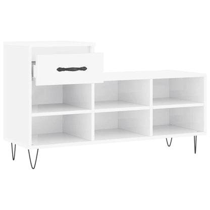 Schuhregal Hochglanz-Weiß 102x36x60 cm Holzwerkstoff - Pazzar.ch