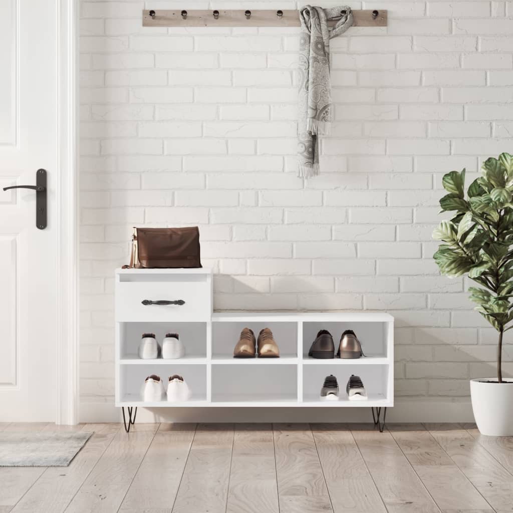 Schuhregal Hochglanz-Weiß 102x36x60 cm Holzwerkstoff - Pazzar.ch
