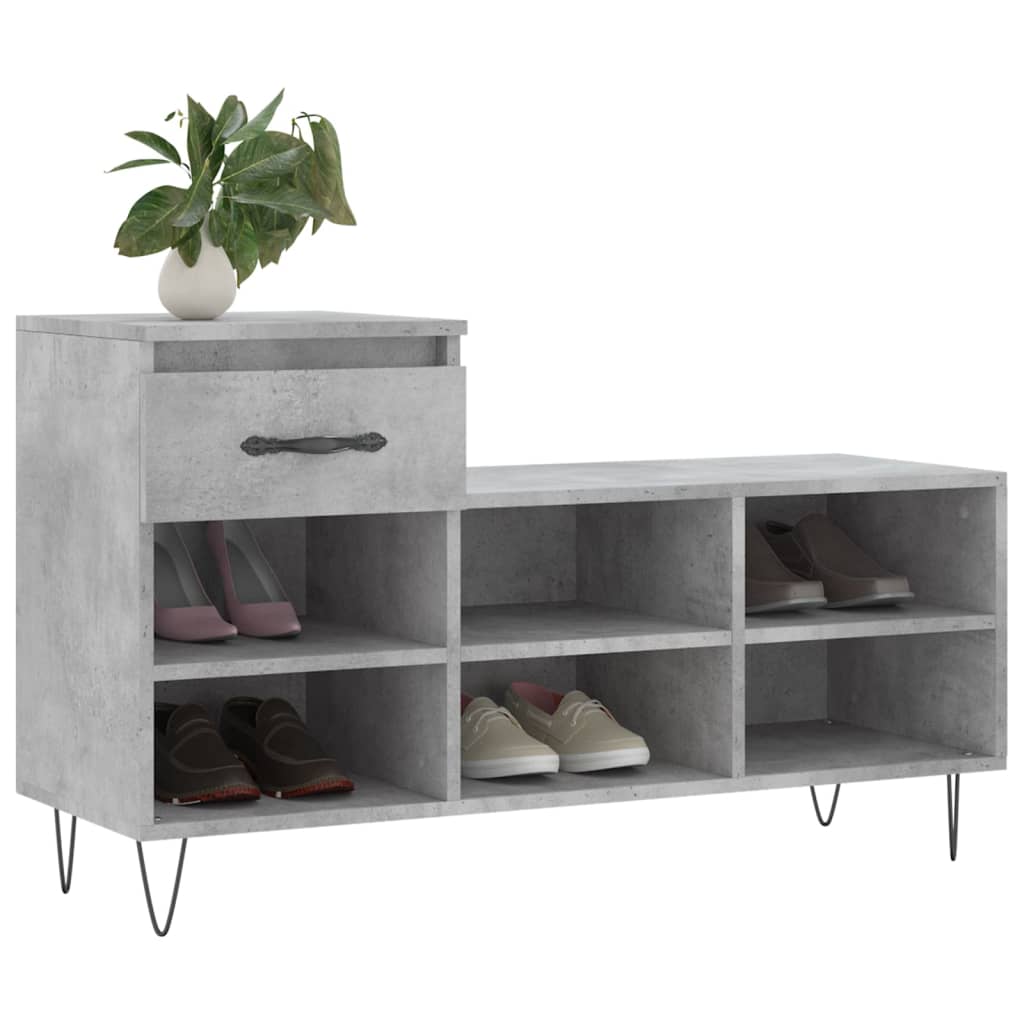 Schuhregal Betongrau 102x36x60 cm Holzwerkstoff - Pazzar.ch