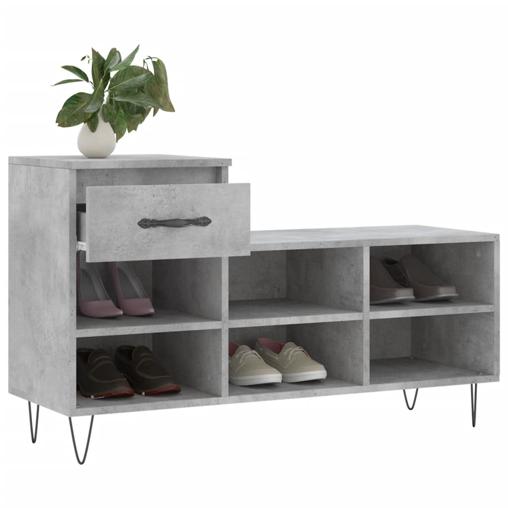 Schuhregal Betongrau 102x36x60 cm Holzwerkstoff - Pazzar.ch