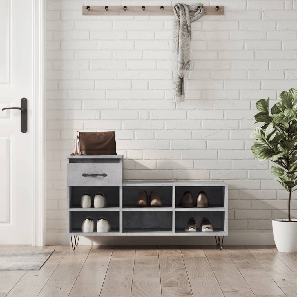 Schuhregal Betongrau 102x36x60 cm Holzwerkstoff - Pazzar.ch