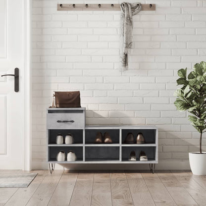 Schuhregal Betongrau 102x36x60 cm Holzwerkstoff - Pazzar.ch