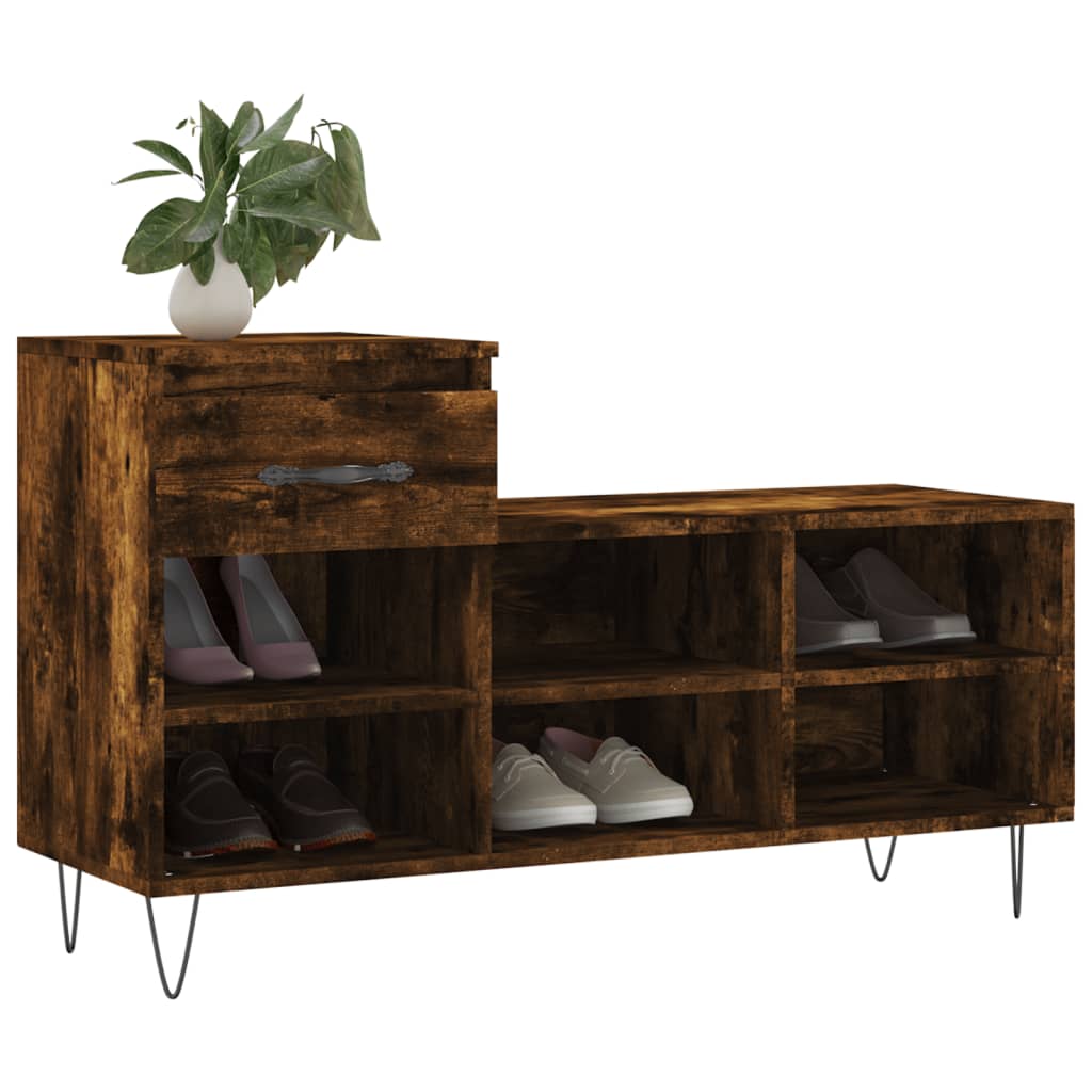 Schuhregal Räuchereiche 102x36x60 cm Holzwerkstoff - Pazzar.ch