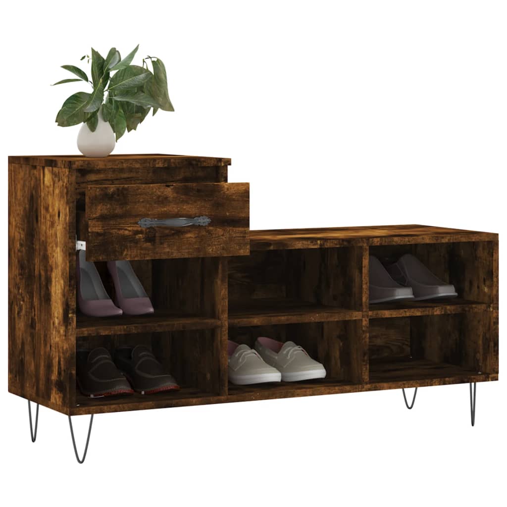 Schuhregal Räuchereiche 102x36x60 cm Holzwerkstoff - Pazzar.ch