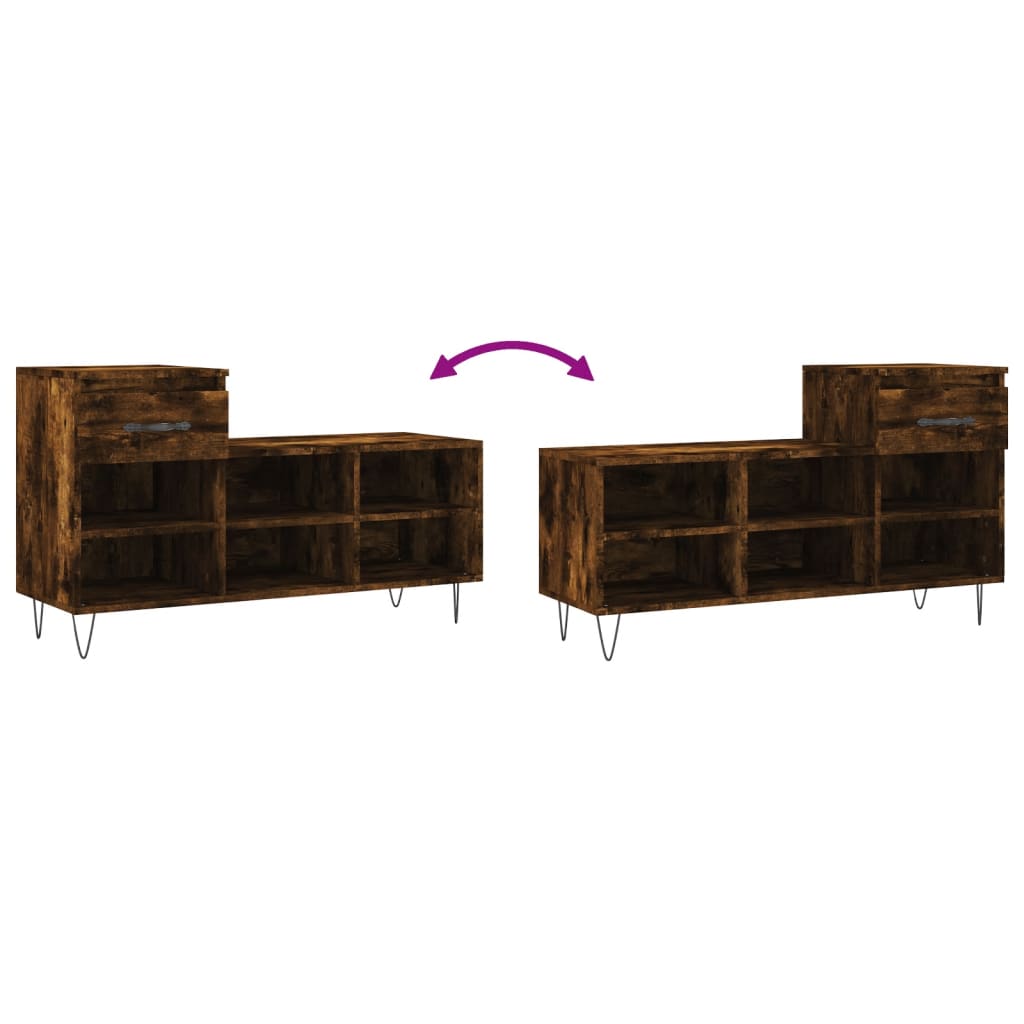 Schuhregal Räuchereiche 102x36x60 cm Holzwerkstoff - Pazzar.ch