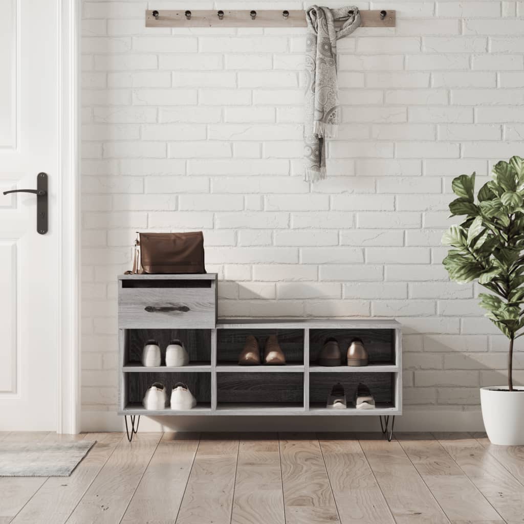 Schuhregal Grau Sonoma 102x36x60 cm Holzwerkstoff - Pazzar.ch