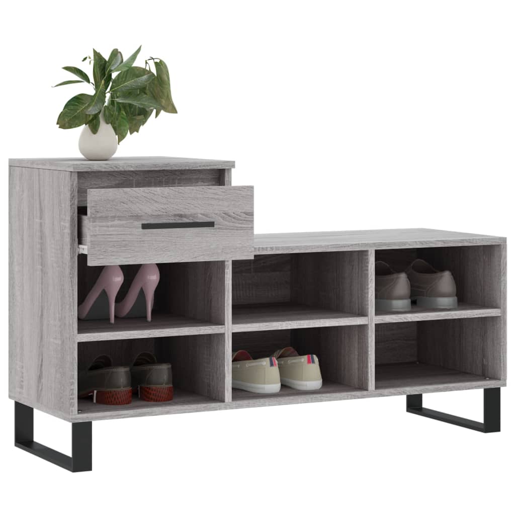 Schuhregal Grau Sonoma 102x36x60 cm Holzwerkstoff - Pazzar.ch