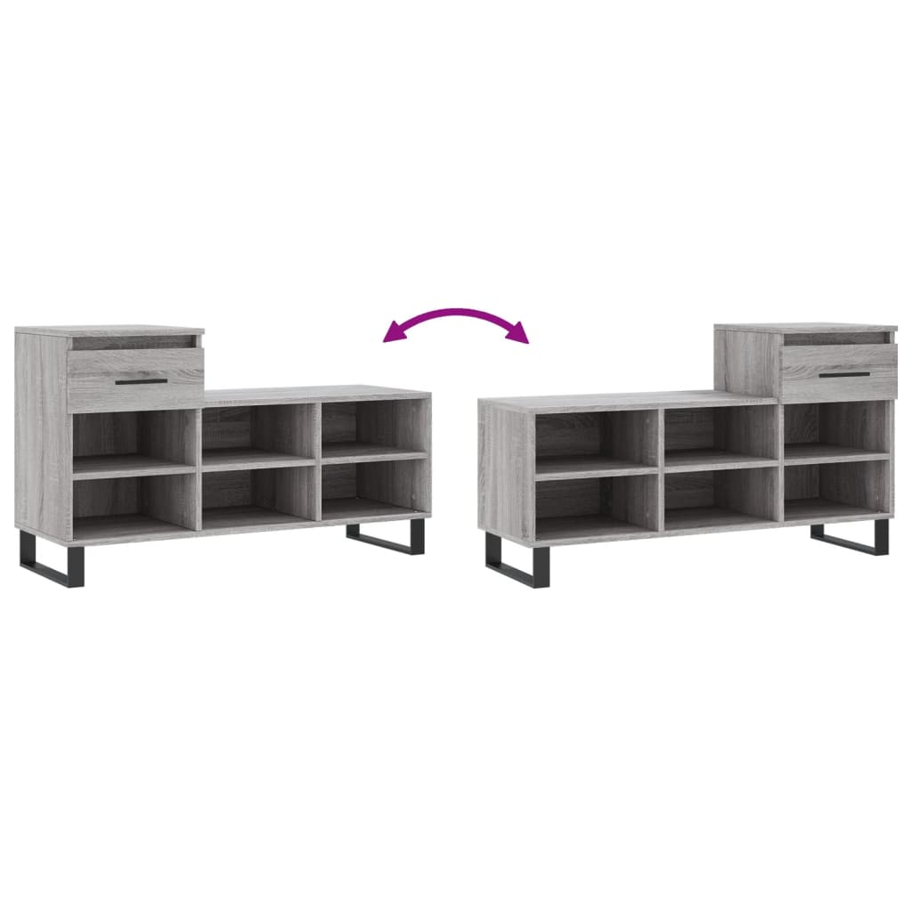 Schuhregal Grau Sonoma 102x36x60 cm Holzwerkstoff - Pazzar.ch