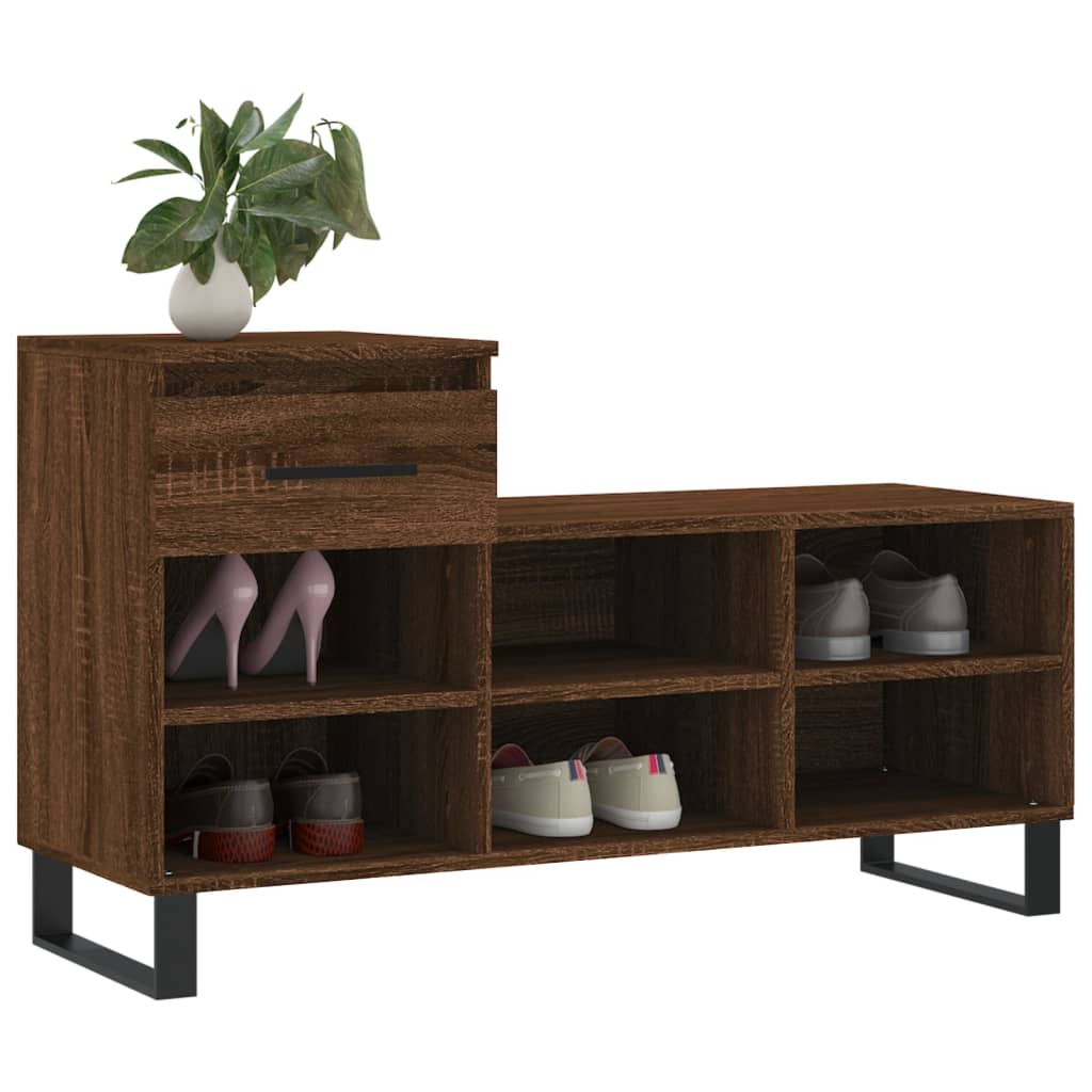 Schuhregal Braun Eichen-Optik 102x36x60 cm Holzwerkstoff - Pazzar.ch