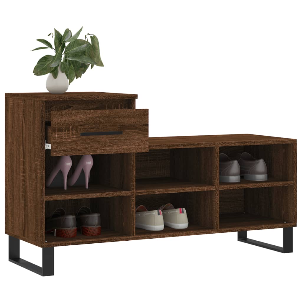 Schuhregal Braun Eichen-Optik 102x36x60 cm Holzwerkstoff - Pazzar.ch